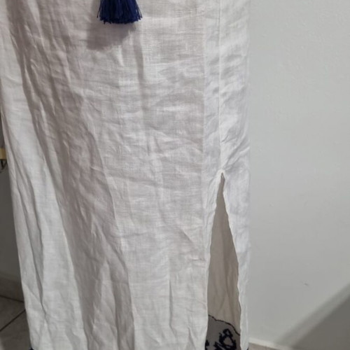 Linen dress Aggel Knitwear used, size S, knitted trim with tassels