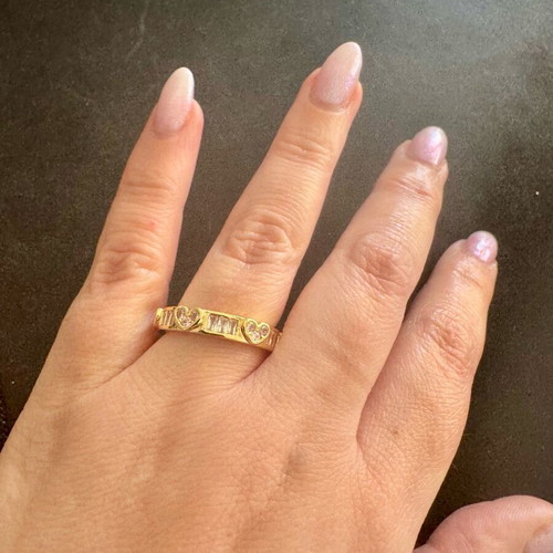 Ring with hearts new, gold-colored