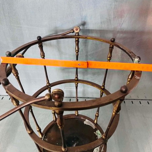 Vintage brass fireplace basket used, height 40cm