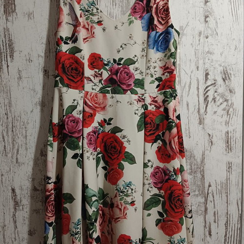 Grama Floral Dress like new, size L, white multicolor