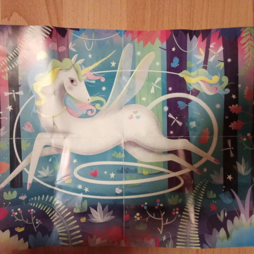 Psychogios children's puzzle unicorn 5+, 100 pieces like new with poster gift