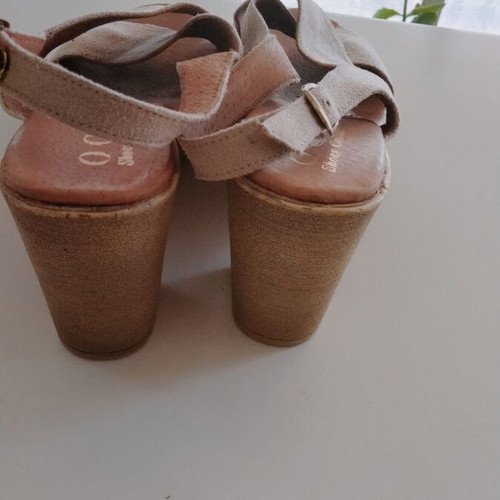 OGGI leather suede sandals, size 39, beige nude