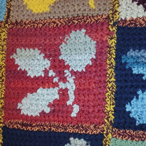 Wool quilt handmade like new, multicolored, 190x140 cm