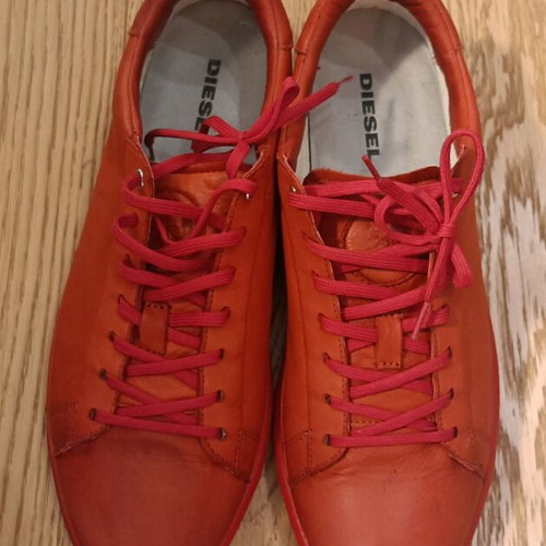 Diesel Naptik men's sneakers size 45, tango red leather, like new
