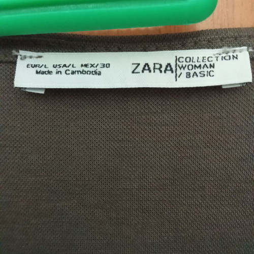 Zara khaki top with front tie, V neckline, new viscose