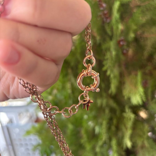 Folli Follie heart necklace with double chain in rose gold, like new