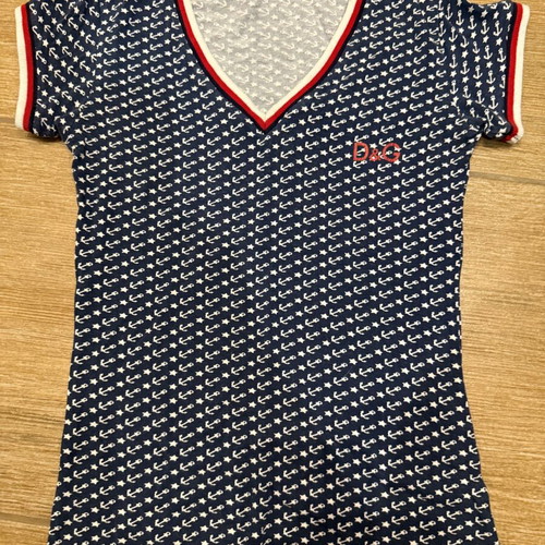 D&G top, blue multicolor, size S