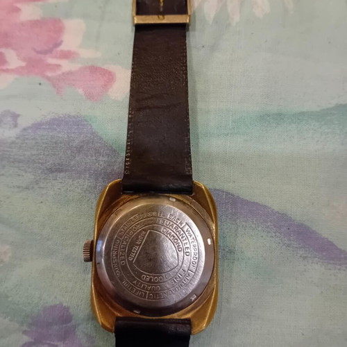 Diane Automatic Watch used, vintage gold-tone with leather strap