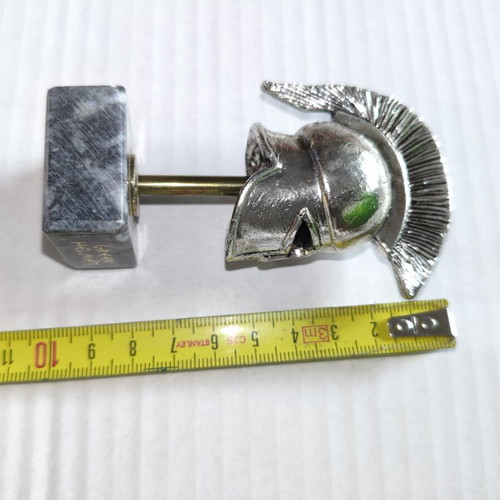 Metal miniature of ancient Greek helmet with marble base new