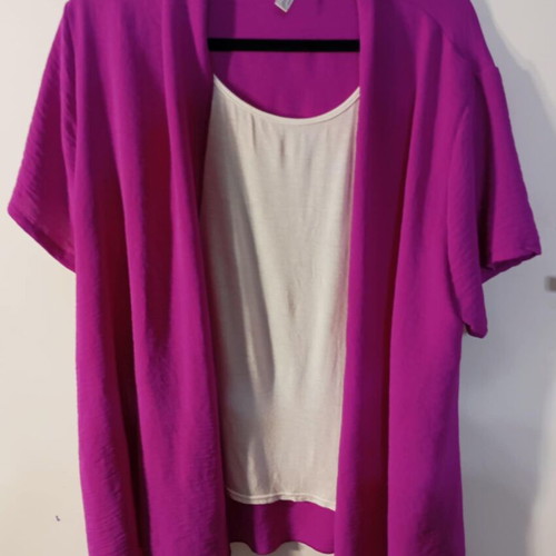 Jacket-Shirt With Short Sleeve used, One Size, White and Pink