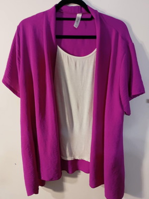 Jacket-Shirt With Short Sleeve used, One Size, White and Pink