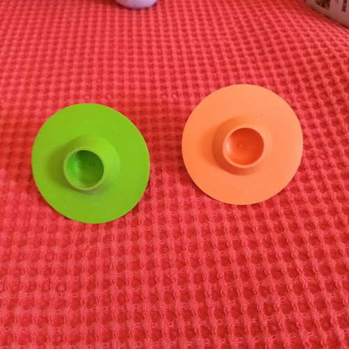 Silicone Sink Stoppers Set of 2 New Orange and Green with Hand Handle