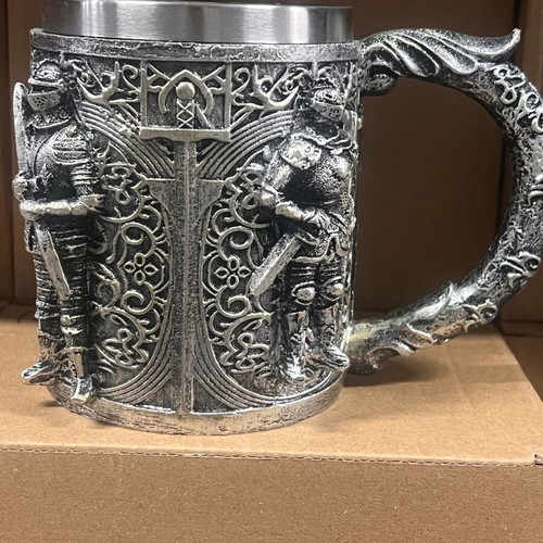 Medieval Knight Mug new, stainless steel and resin