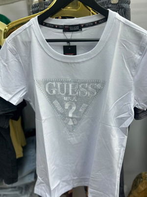 Guess women's T-shirt with stones, sizes S-XL, white