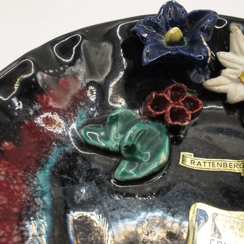 Gollico Fayence decorative plate 19 cm black like new