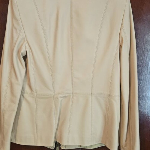 Escada leather suit with blouse, beige, size L