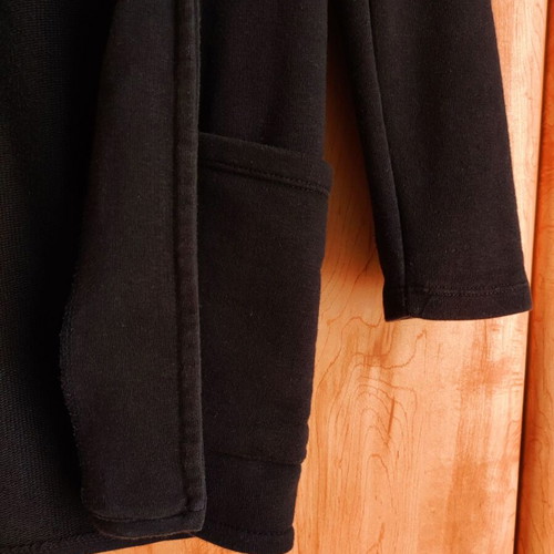 Bershka black long cardigan with hood and functional pockets used, size S