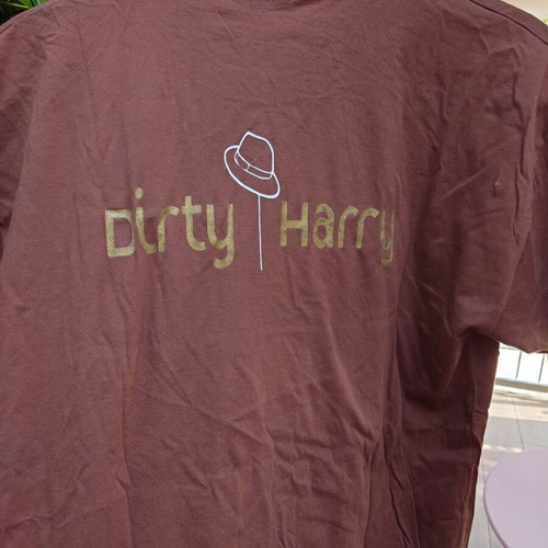 Unisex T-shirt Dirty Harry brown, short sleeve, like new, sizes XS-L