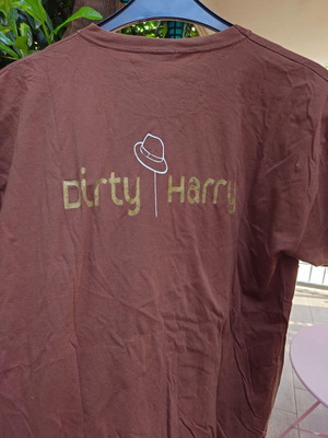 Unisex T-shirt Dirty Harry brown, short sleeve, like new, sizes XS-L