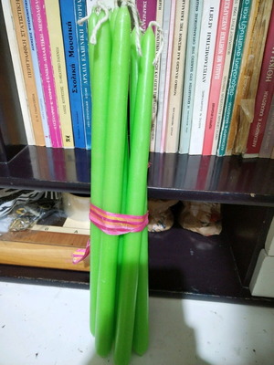 Κεριά λαμπάδες πράσινες καινούργιες, πακέτο 7 τεμαχίων