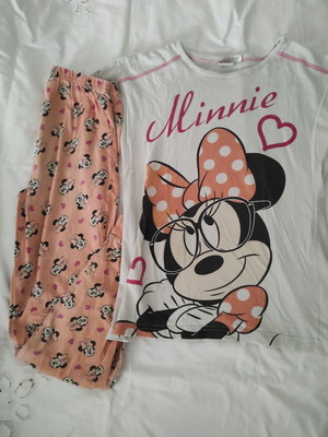 Παιδικές πιτζάμες Minnie Mouse Disney μεταχειρισμένες, Νο 10, άσπρο και μπεζ