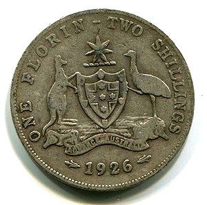 1926 AUSTRALIA 1 SILVER FLORIN 2 SHILLINGS