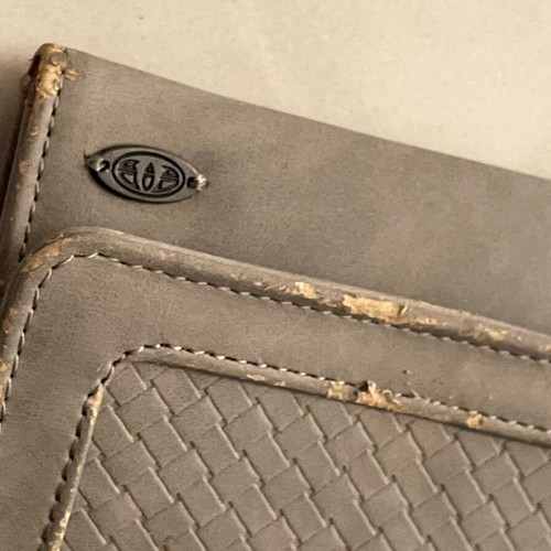 Animal wallet used, grey and beige with material wear