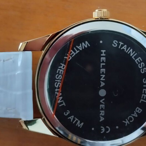 Helena Vera Elegant Women's Quartz Watch, White Leather Strap