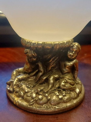 Glass bowl on metal base like new