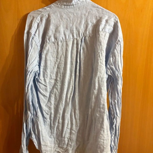 Zara Blue Linen Shirt Size L Like New, Long Sleeve