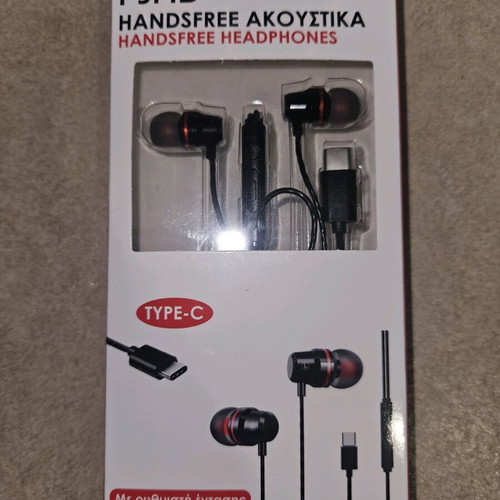 Handsfree Earbuds Black Red Type C with Volume Control new i-JMB