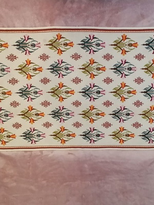 Hand-embroidered table runner, vintage design