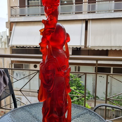 Buddhist statue used, copper red, bakelite, 60 cm tall