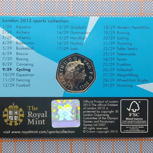 London 2012 Olympic Cyclist Collector Coin