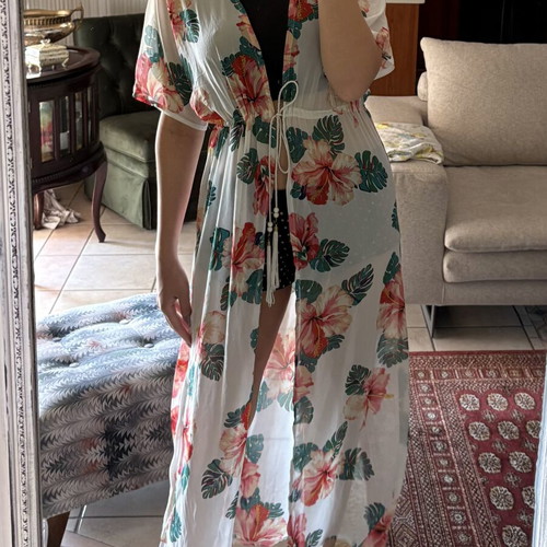 Kimono MSR new, printed, white and multicolor