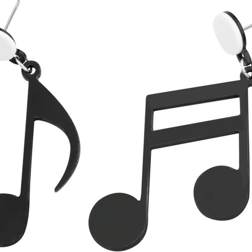 Note Earrings new, black and white dangle acrylic resin