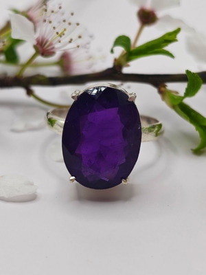 Silver ring with amethyst new, 925 hallmark
