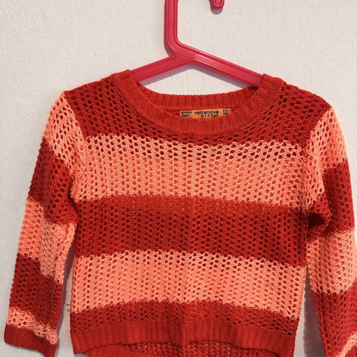 Terranova Kids knitted sweater for girls, size 4-5 years, red and pink stripes