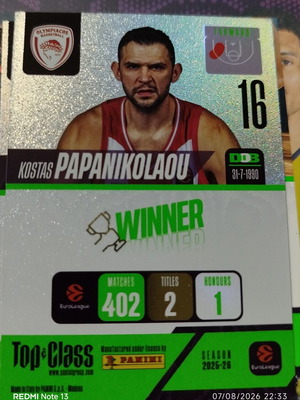 Panini EuroLeague Top Class 2025-26 stickers used