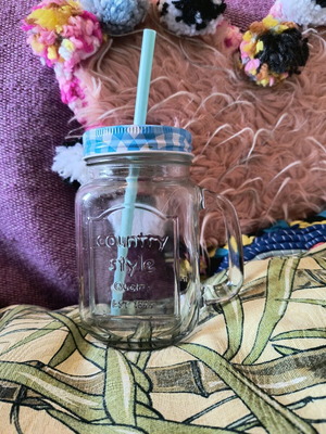 Blue mug with basket used