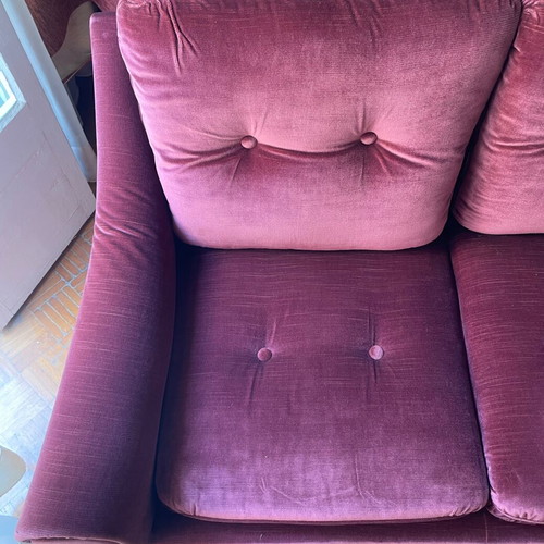 Vintage velvet living room set 1970s, burgundy