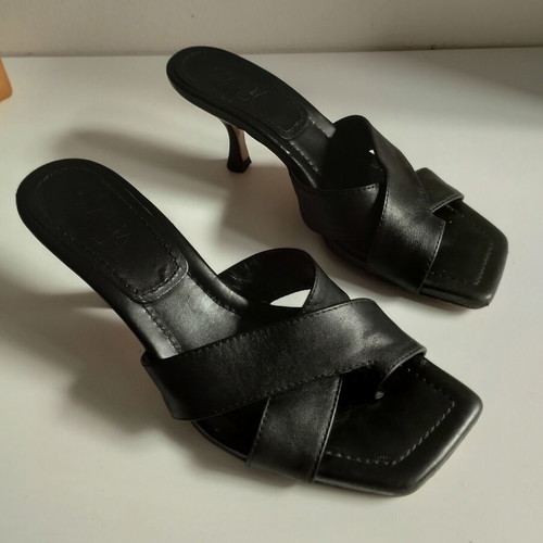 Zara leather mules sandals used, size 37/38, black