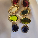 Long earrings with colorful stones new, gold-tone