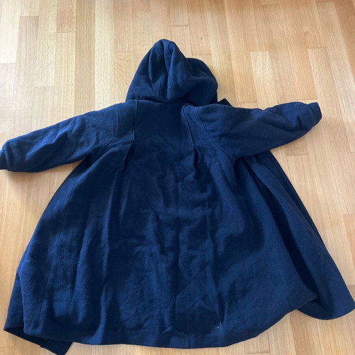 Classic wool Montgomery coat like new, dark blue, size 128