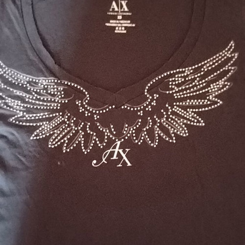 Armani Exchange women's black T-shirt with rhinestones, size XS