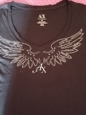 Armani Exchange women's black T-shirt with rhinestones, size XS