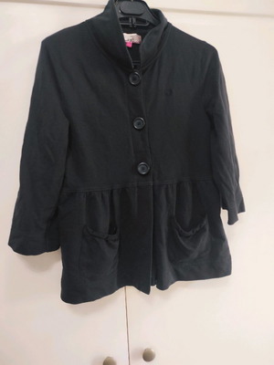Women's black jacket medium with light ruffle and 3/4 sleeve