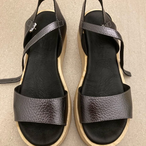 Oh My Sandals leather sandals size 39 grey new