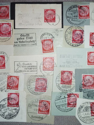 Deutsches Reich stamp collection on cut pieces