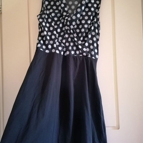 Promod polka dot dress M like new, cotton, black and white